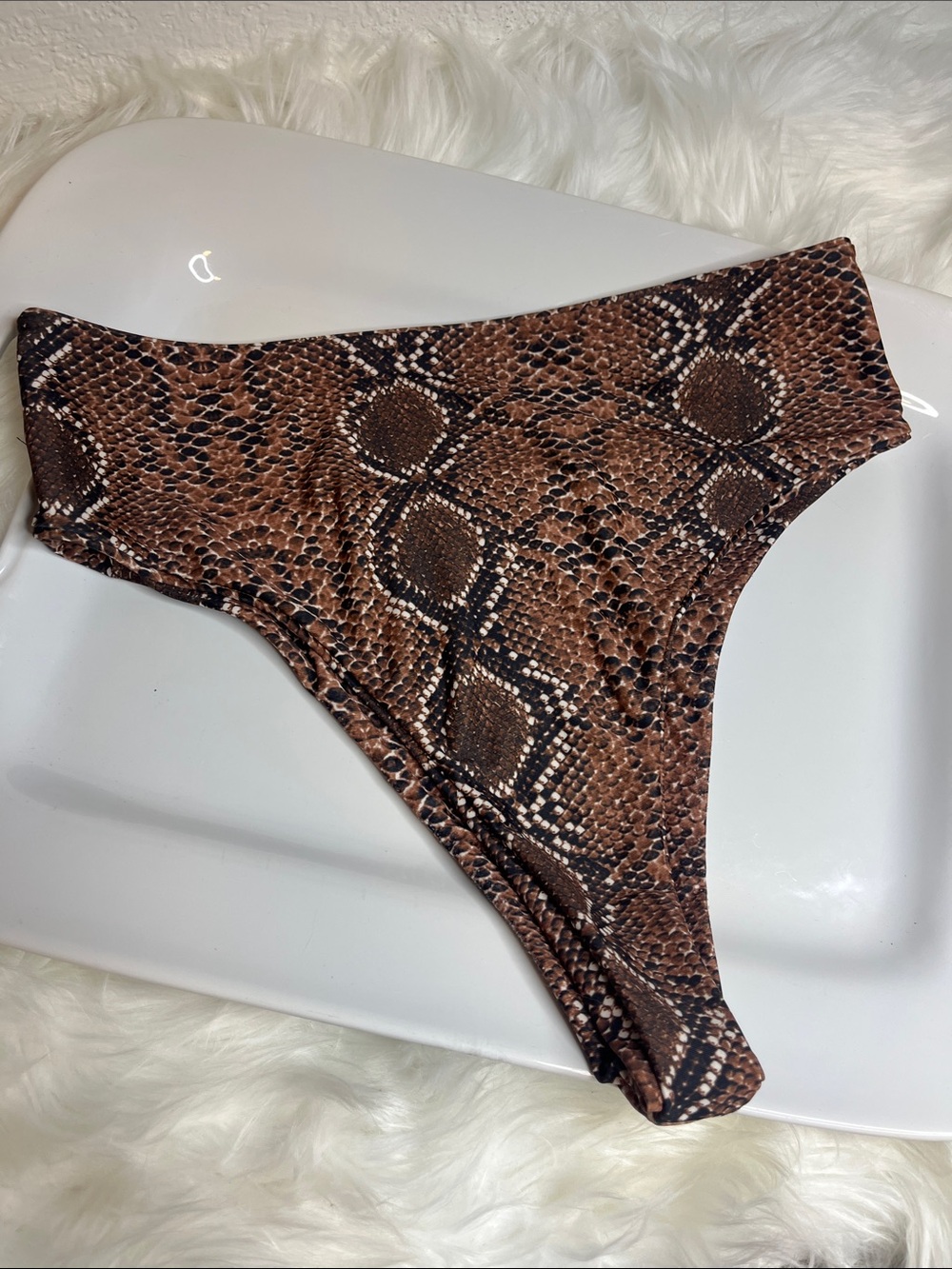 Brown Snake Print Bandeau Bikini Set - Picture 4 of 7